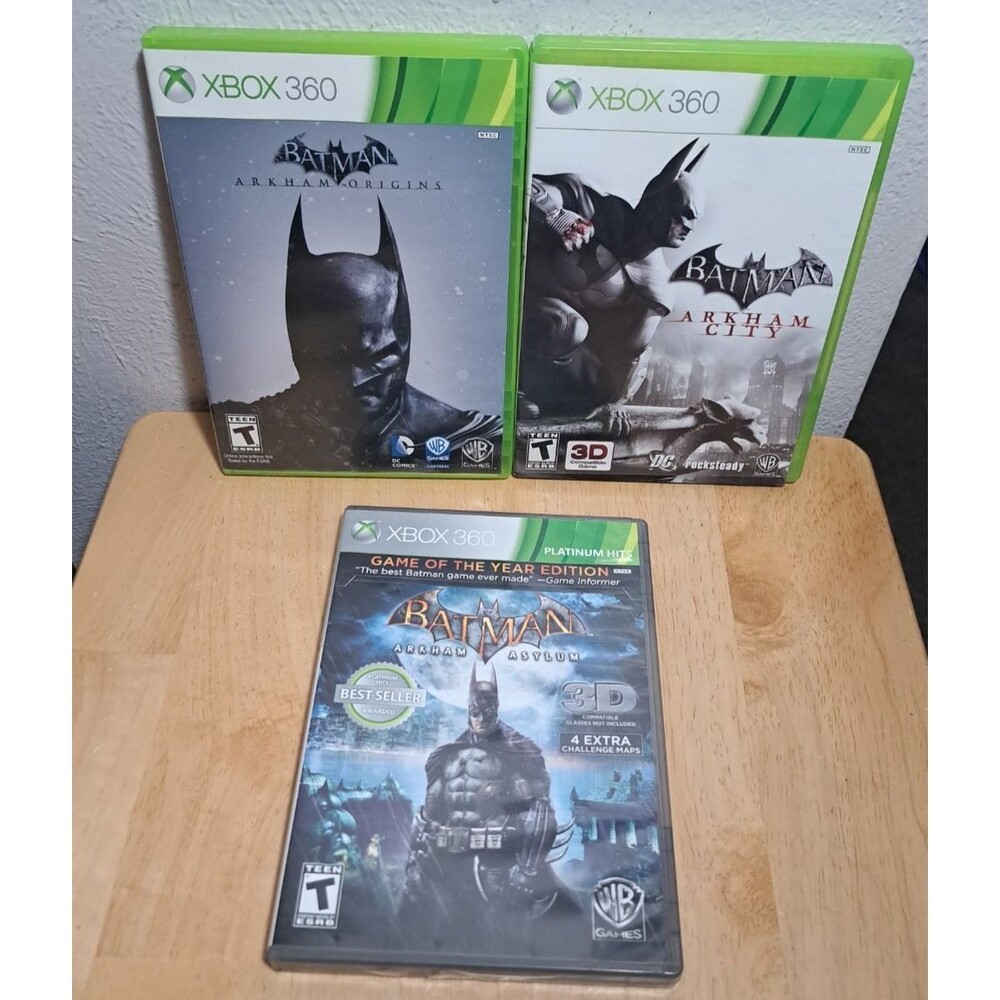 3 Xbox 360 Batman Arkham Asylum & Arkham Origins & Arkham City UNTESTED